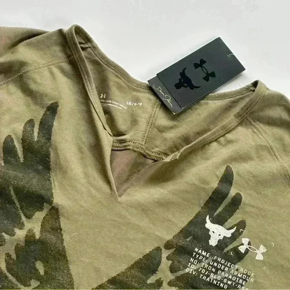 NWT Under Armour Women's Project Rock Wings Army Green Workout Loose Top Size L - Picture 11 of 15